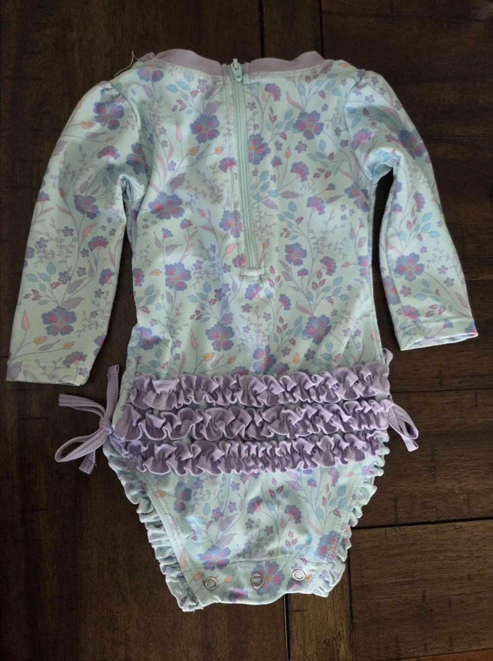 RuffleButts Fairytale Garden Long-Sleeve Rashguard Bodysuit